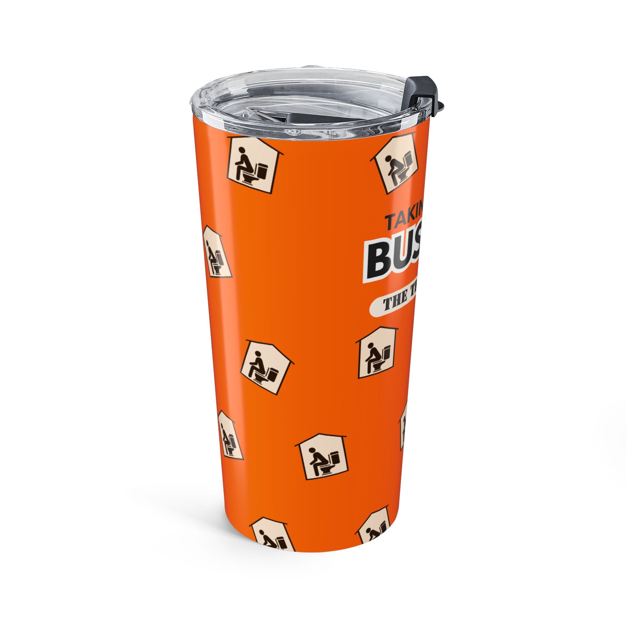 20oz Travel Tumbler — "Taking Care of Business" Orange Logo Stainless Insulated Cup