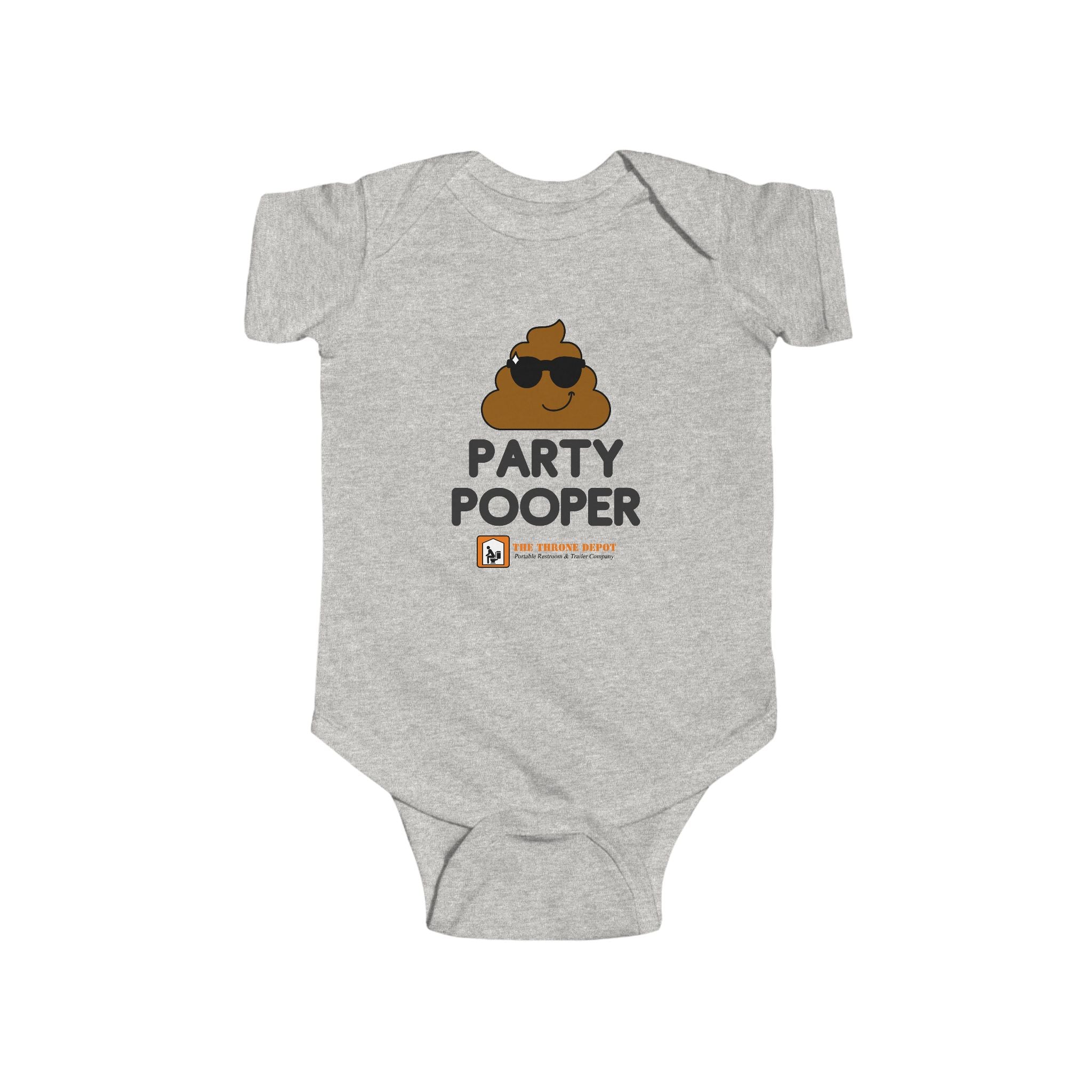 "Party Pooper" Cute Poop Emoji Baby Onesie, Funny Newborn Gift