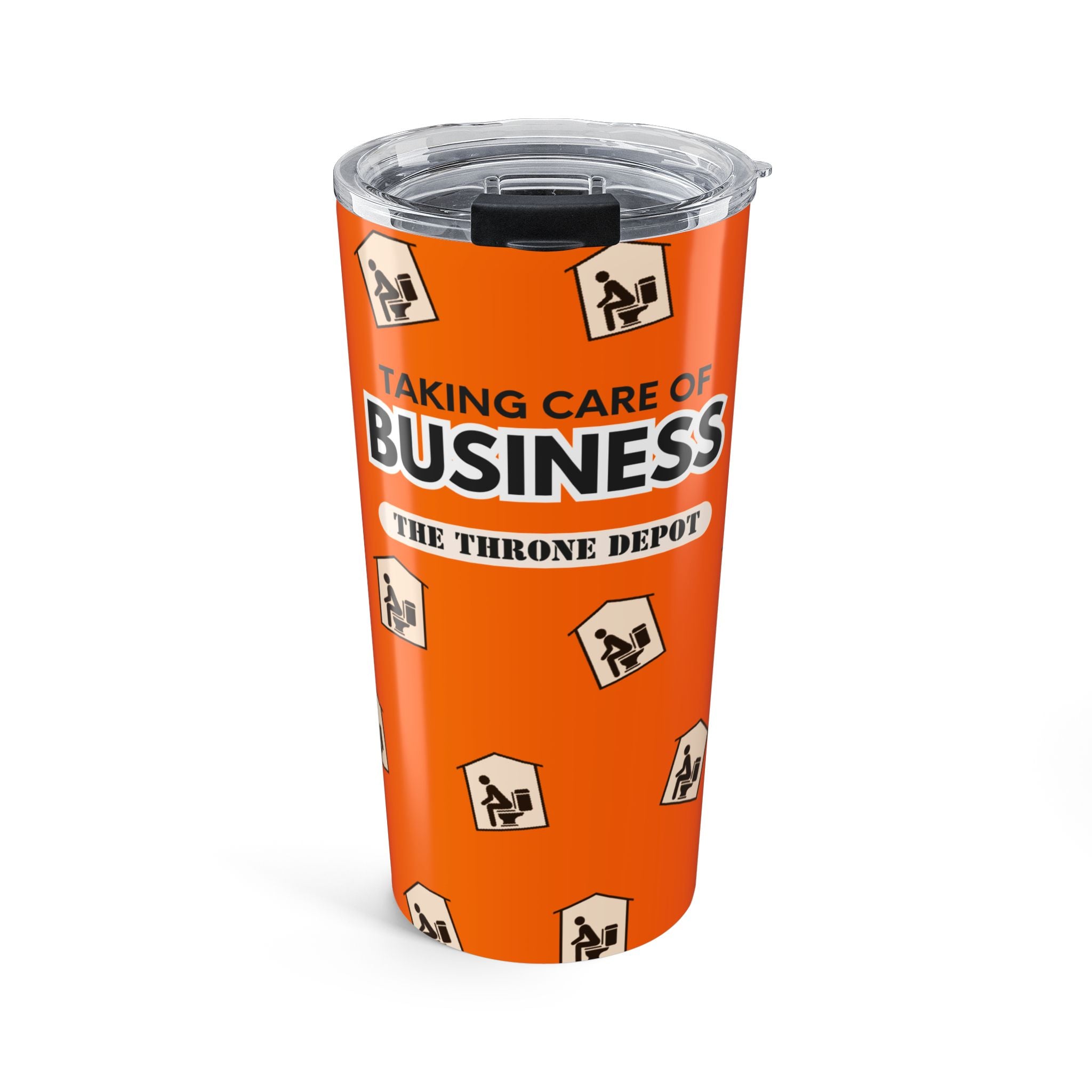 20oz Travel Tumbler — "Taking Care of Business" Orange Logo Stainless Insulated Cup